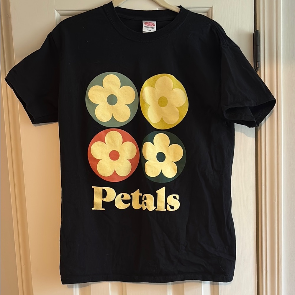 Black T-Shirt with Colorful Flower Design